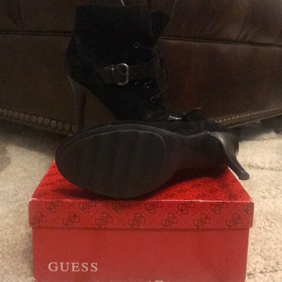GUESS GWFontanna Black Suede Lace Up Boots - Picture 2 of 4